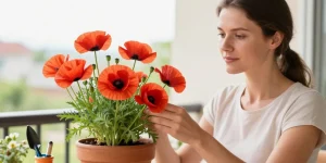 coquelicots en pot
